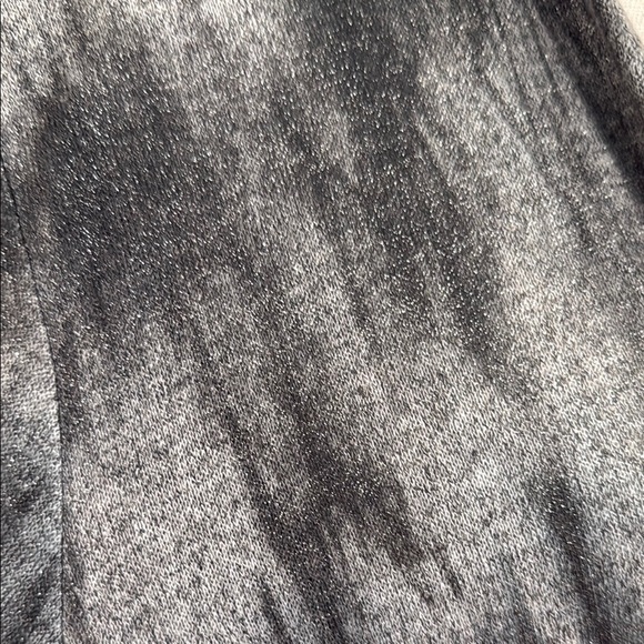 Chico's 2 Large Gray Black Open Front Long Cardigan Silver Metallic POCKETS - Picture 4 of 7